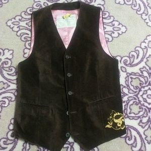 Moods of Norway embroidered brown velvet vest